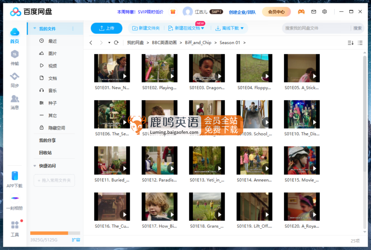 BBC真人版牛津树英语《Biff and Chip》全3季共62集，1080P高清视频带英文字幕，百度网盘下载！